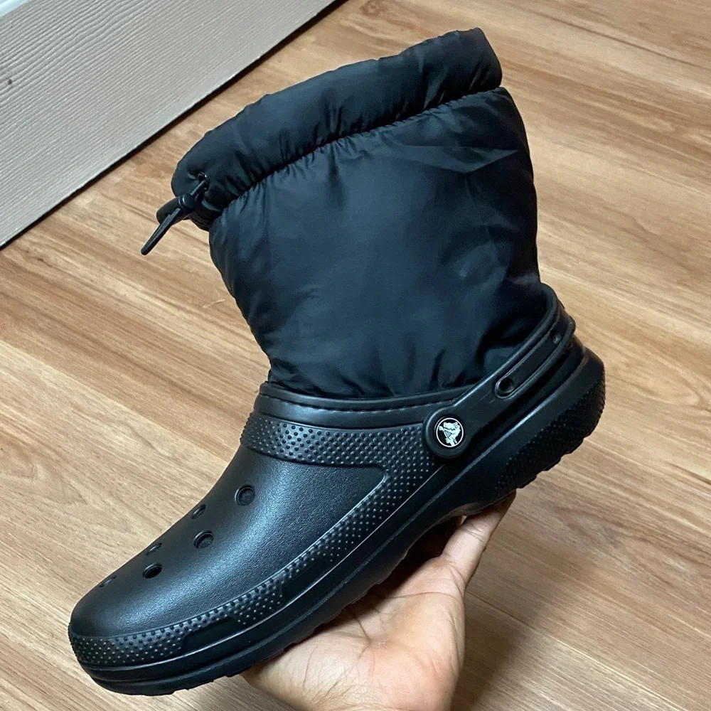 CROCS Classic Lined Neo Puff Men's Black Rain & Snow Boots Size 10
